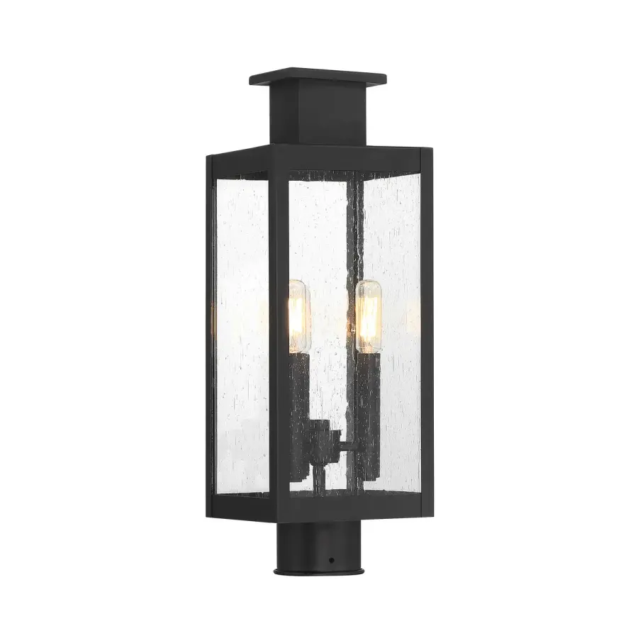 Ascott Three Light Outdoor Post Lantern in Matte Black - Image 1