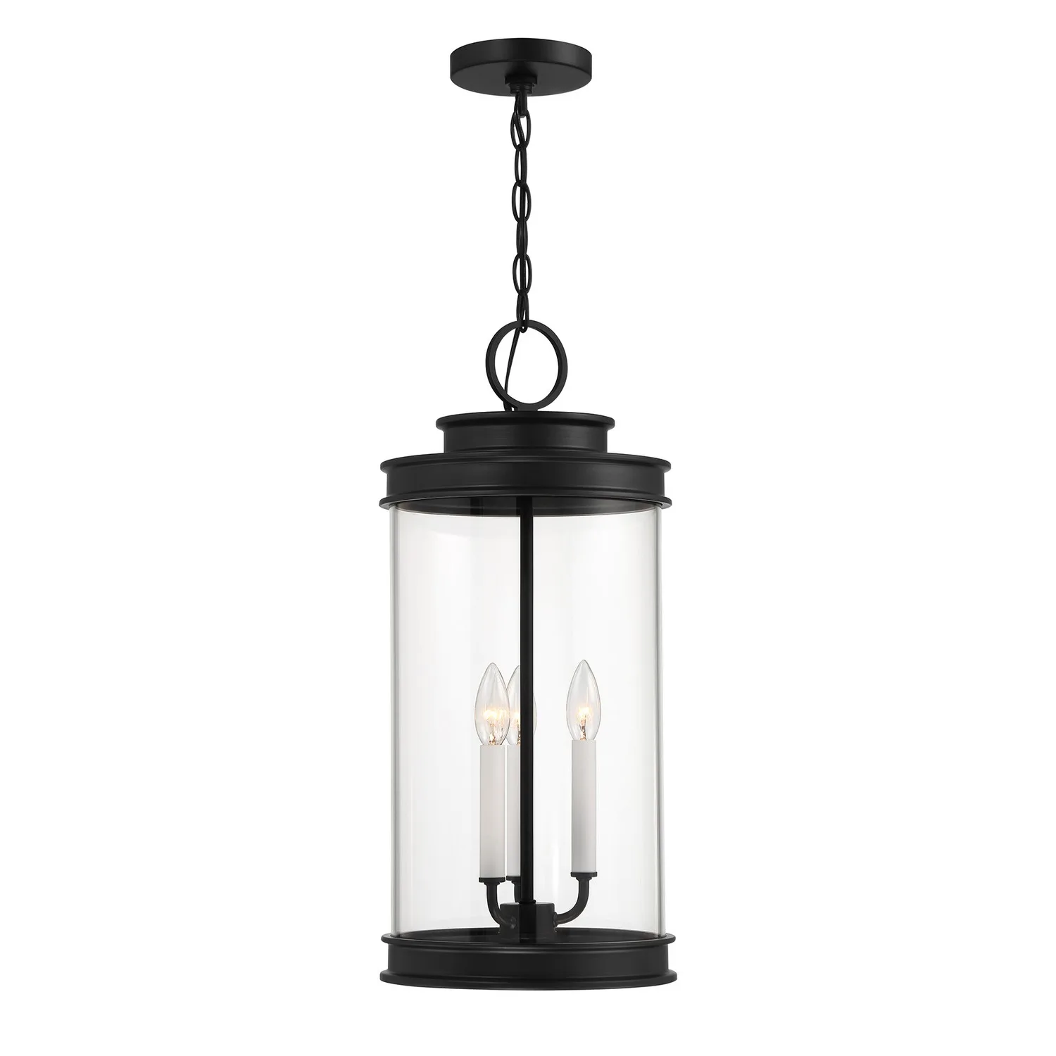 Englewood Three Light Outdoor Hanging Lantern in Matte Black