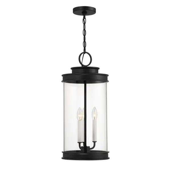 Englewood Three Light Outdoor Hanging Lantern in Matte Black - Image 1