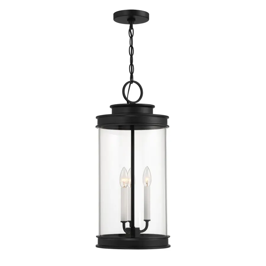 Englewood Three Light Outdoor Hanging Lantern in Matte Black - Image 1