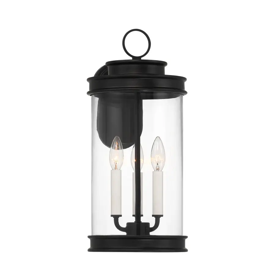 Englewood Three Light Outdoor Wall Lantern in Matte Black - Image 1