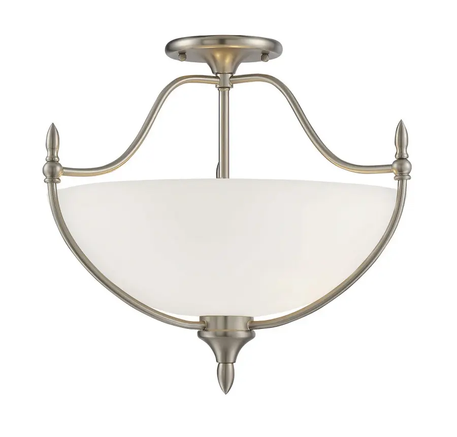Herndon Three Light Semi-Flush Mount in Satin Nickel - Image 1
