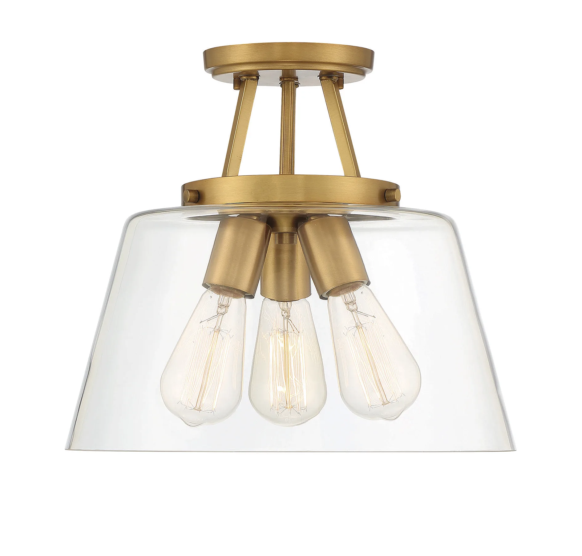 Calhoun 3-Light Semi-Flush Mount in Warm Brass