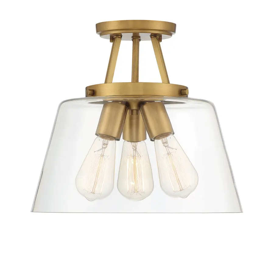 Calhoun 3-Light Ceiling Light in Warm Brass - Image 1