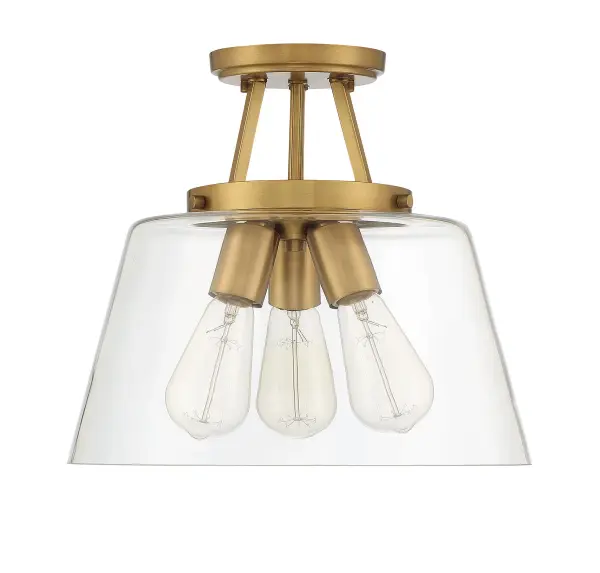 Calhoun 3-Light Ceiling Light in Warm Brass - Image 2