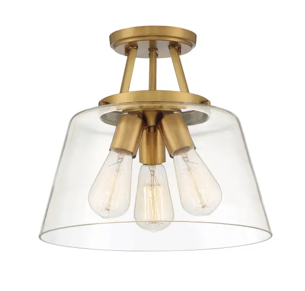 Calhoun 3-Light Ceiling Light in Warm Brass - Image 3