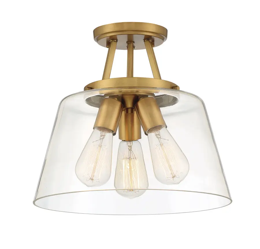 Calhoun 3-Light Ceiling Light in Warm Brass - Image 3