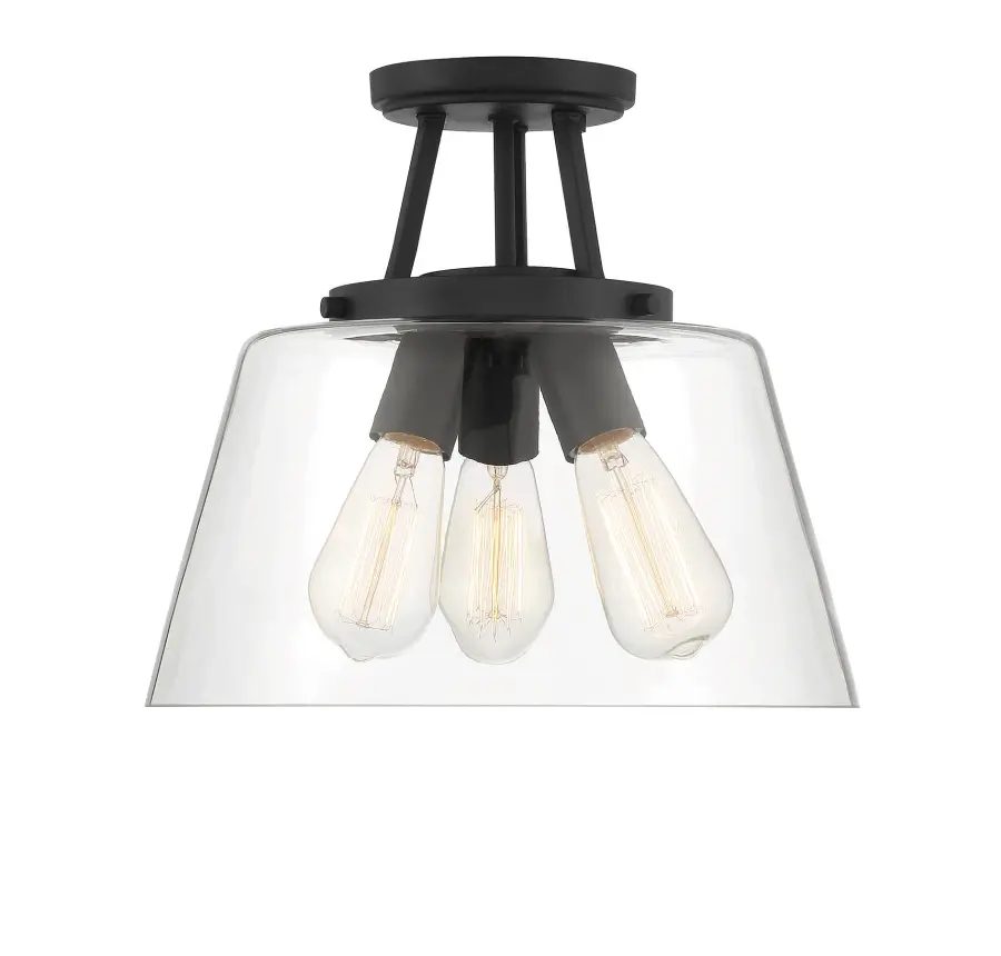Calhoun Three Light Semi-Flush Mount in Matte Black - Image 1