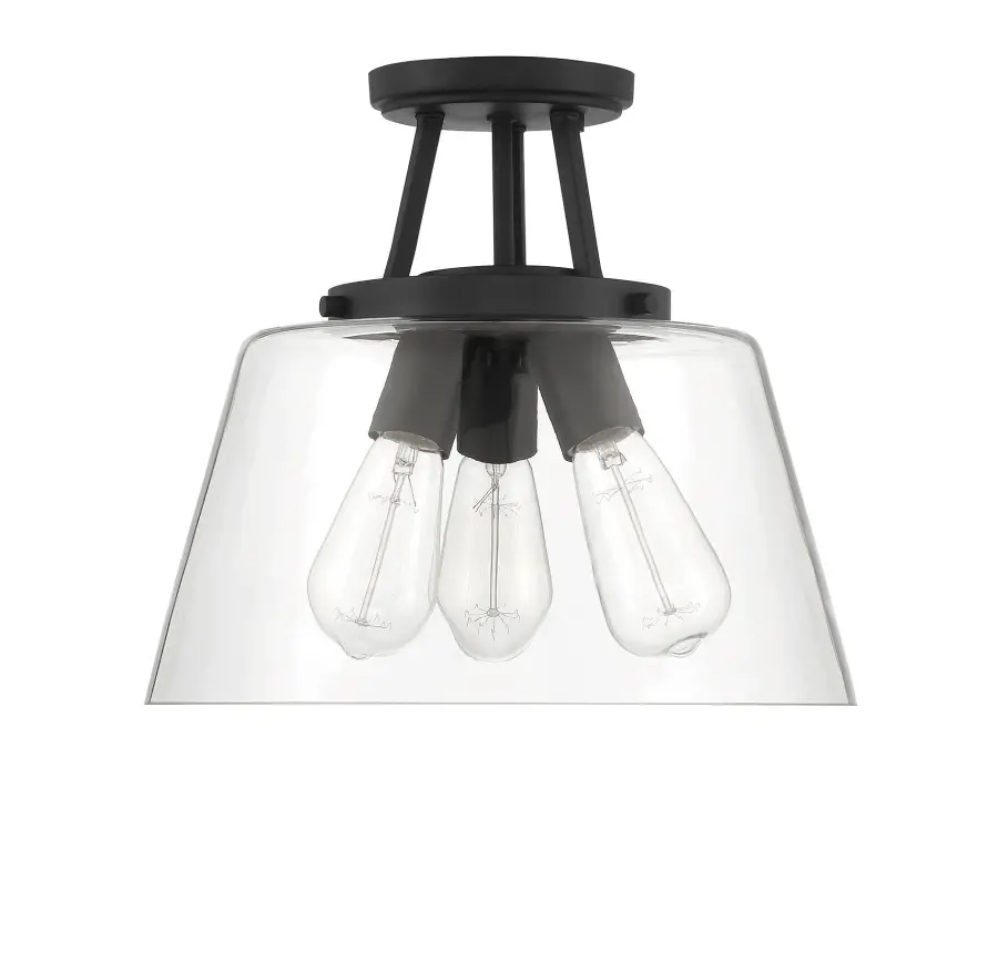 Calhoun Three Light Semi-Flush Mount in Matte Black - Image 2