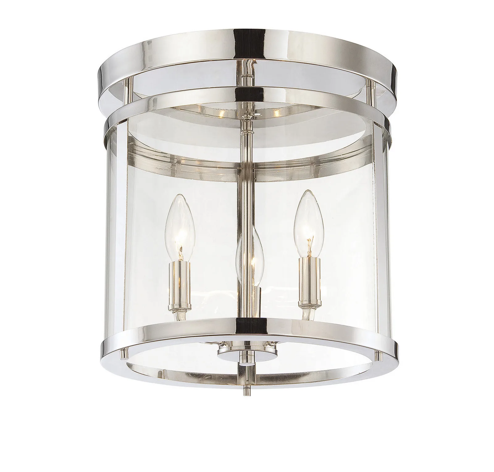 Penrose Three Light Semi-Flush Mount in Polished Nickel