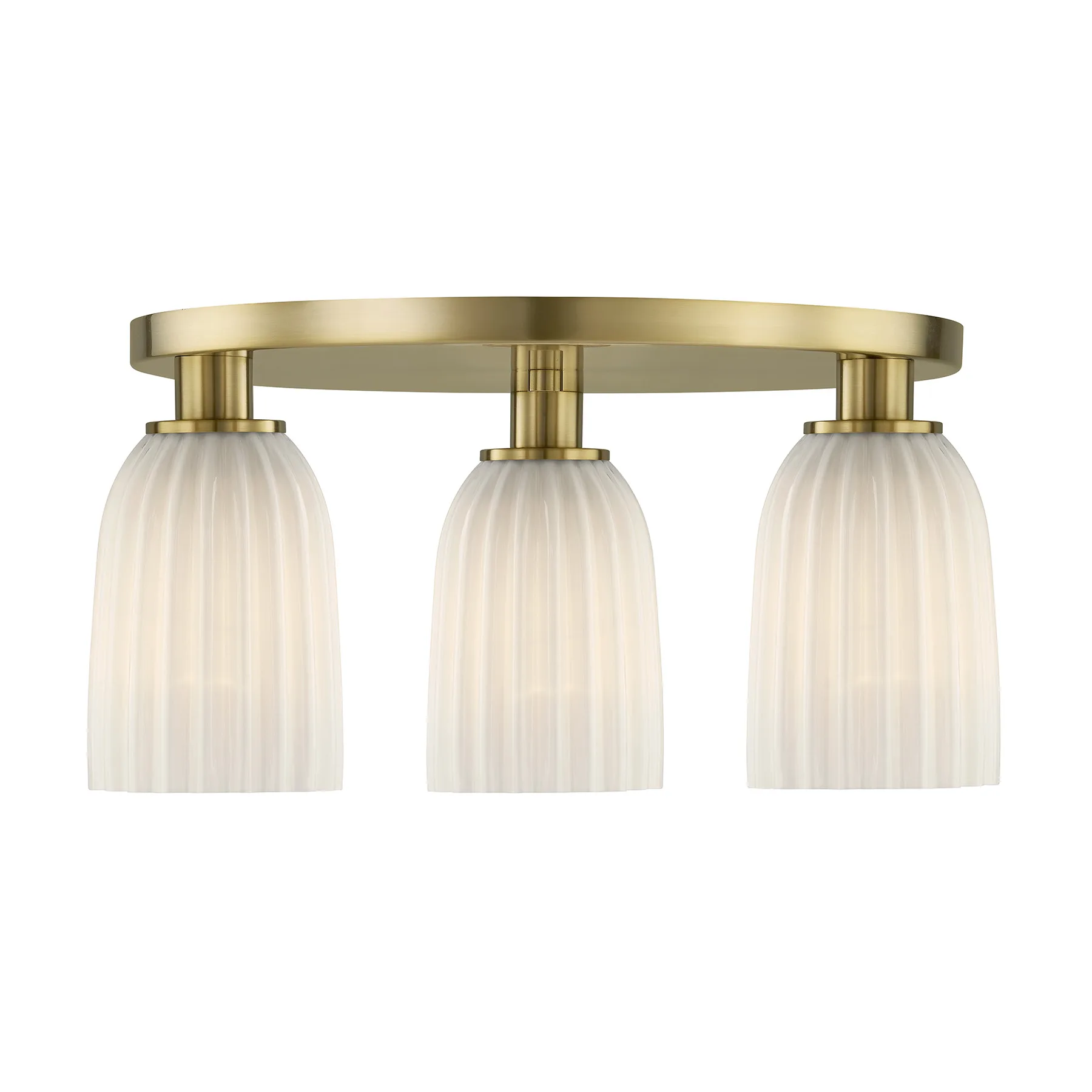 Baldwin Three Light Flush Mount in Noble Brass