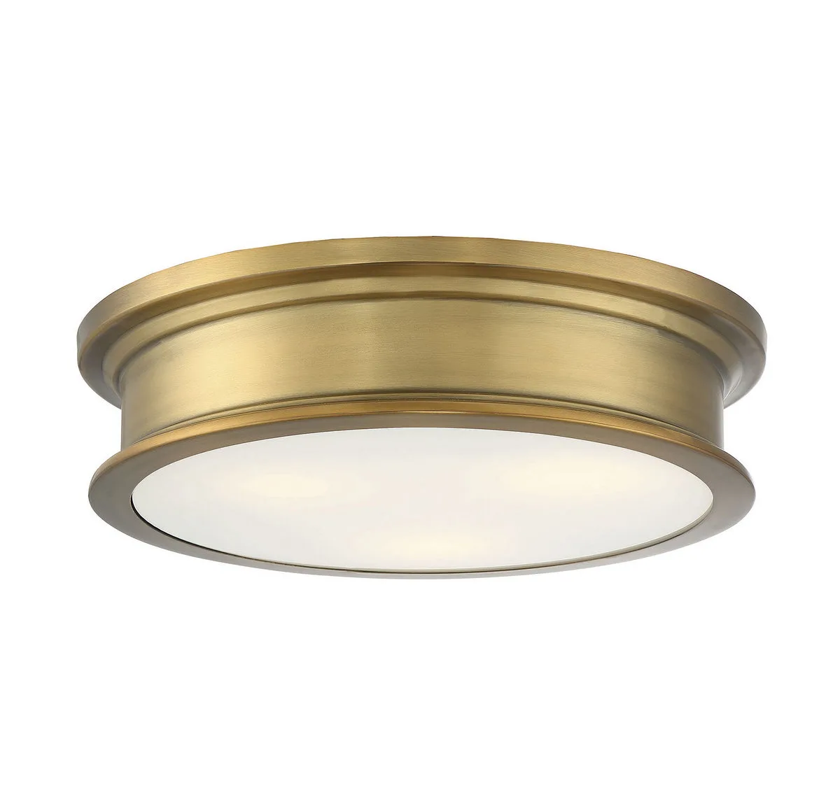 Watkins Three Light Flush Mount in Warm Brass