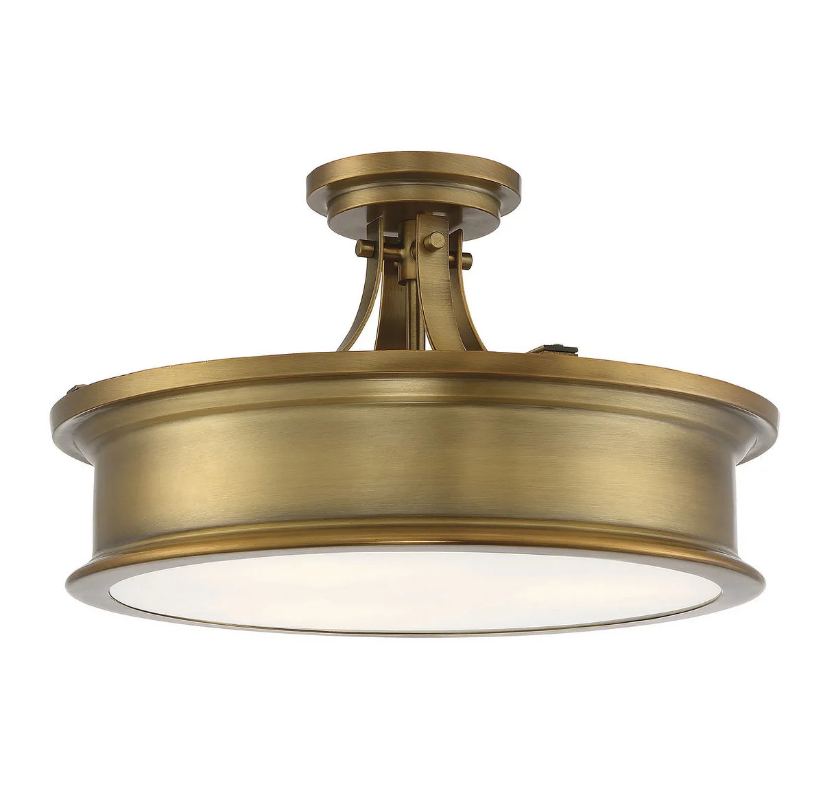Watkins Three Light Semi-Flush Mount in Warm Brass