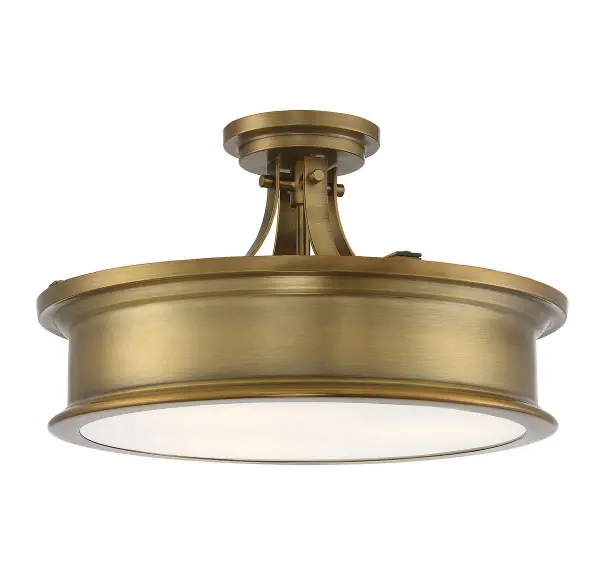 Watkins Three Light Semi-Flush Mount in Warm Brass - Image 1