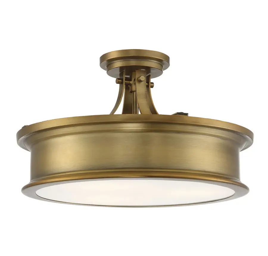 Watkins Three Light Semi-Flush Mount in Warm Brass - Image 1