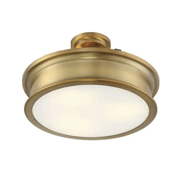 Watkins Three Light Semi-Flush Mount in Warm Brass - Image 4