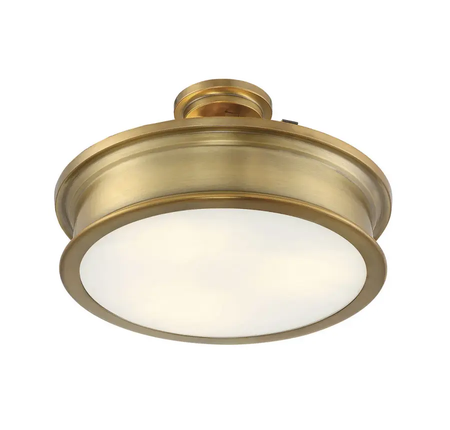 Watkins Three Light Semi-Flush Mount in Warm Brass - Image 4