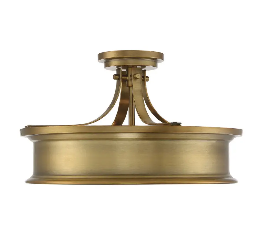 Watkins Three Light Semi-Flush Mount in Warm Brass - Image 5