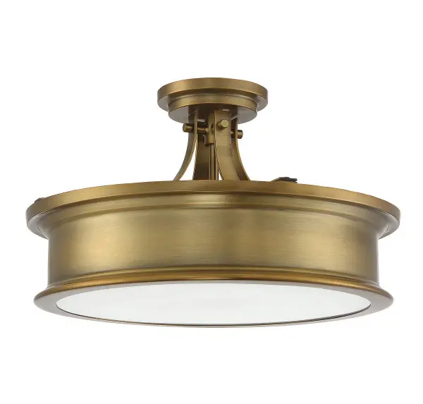 Watkins Three Light Semi-Flush Mount in Warm Brass - Image 6