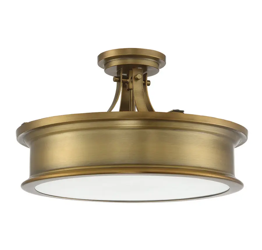 Watkins Three Light Semi-Flush Mount in Warm Brass - Image 6