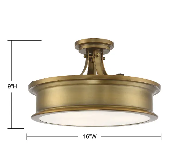 Watkins Three Light Semi-Flush Mount in Warm Brass - Image 7