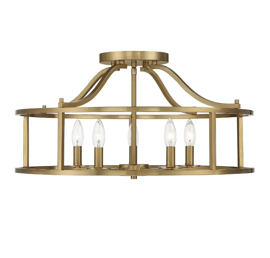 Stockton 5-Light Ceiling Light in Warm Brass - Image 1
