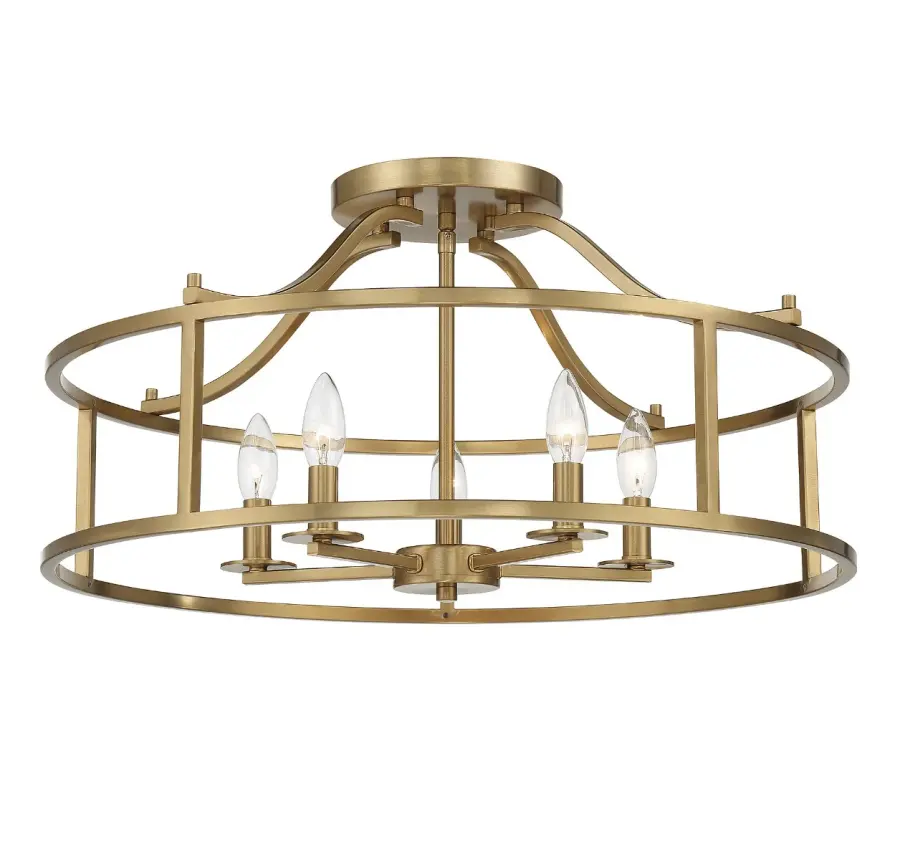 Stockton 5-Light Ceiling Light in Warm Brass - Image 3