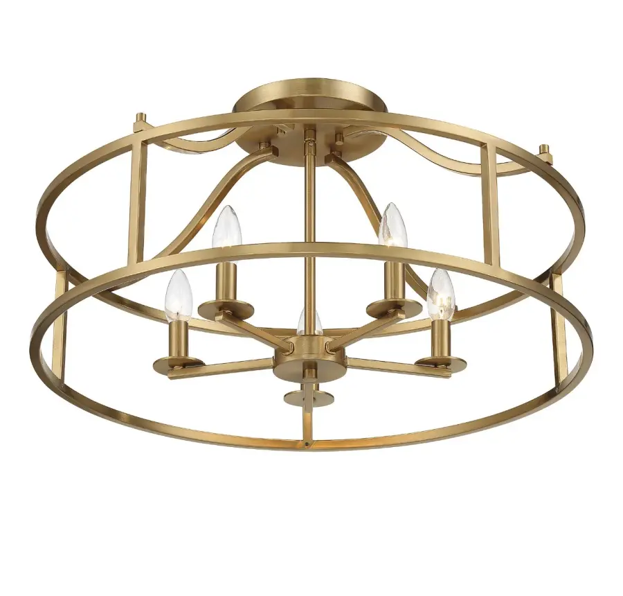 Stockton 5-Light Ceiling Light in Warm Brass - Image 4