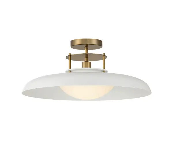 Gavin 1-Light Ceiling Light in White with Warm Brass Accents - Image 1