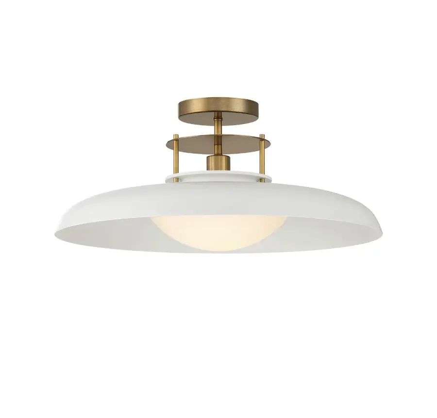 Gavin 1-Light Ceiling Light in White with Warm Brass Accents - Image 1