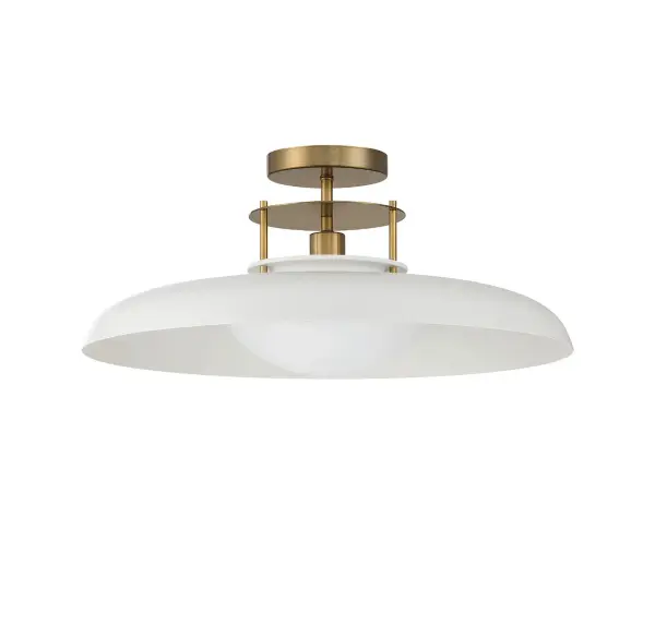 Gavin 1-Light Ceiling Light in White with Warm Brass Accents - Image 2