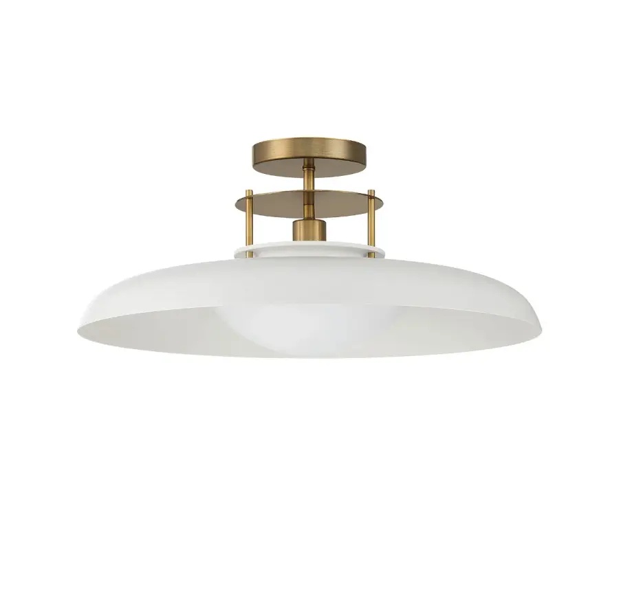 Gavin 1-Light Ceiling Light in White with Warm Brass Accents - Image 2