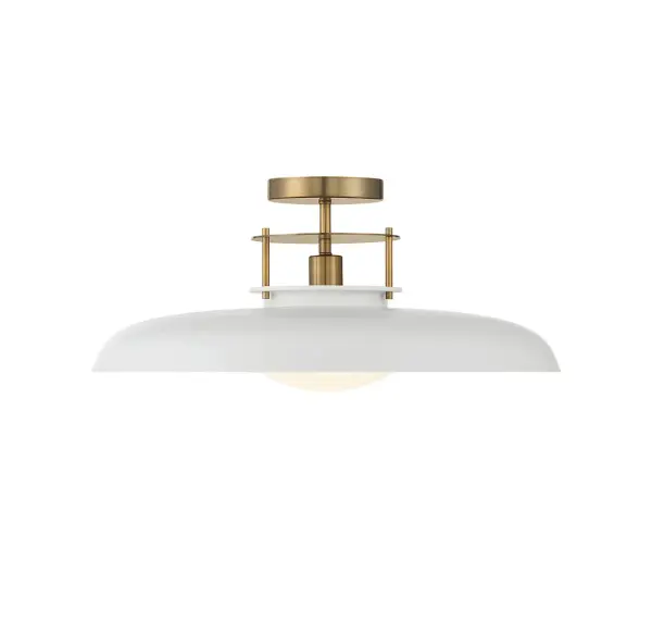Gavin 1-Light Ceiling Light in White with Warm Brass Accents - Image 3