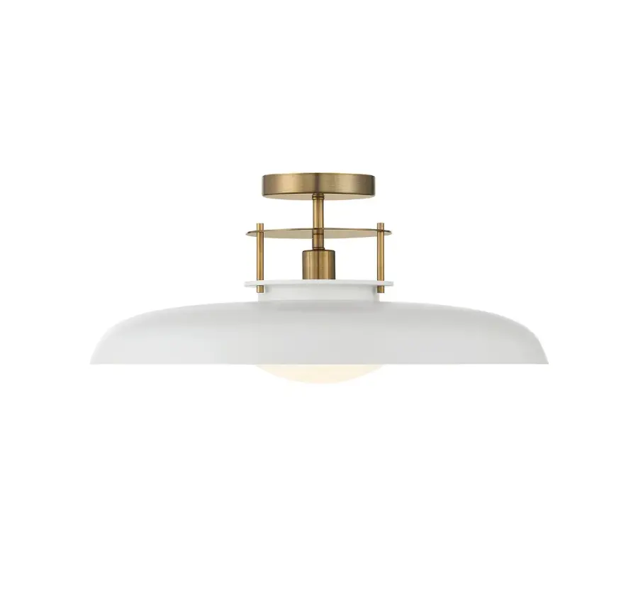 Gavin 1-Light Ceiling Light in White with Warm Brass Accents - Image 3