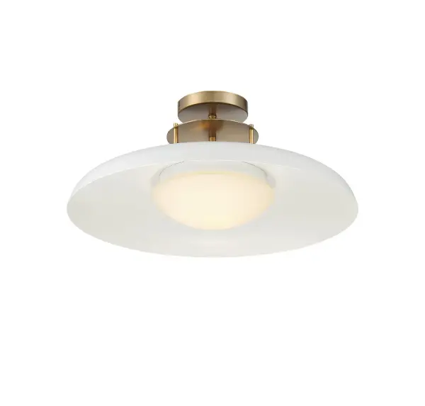 Gavin 1-Light Ceiling Light in White with Warm Brass Accents - Image 4