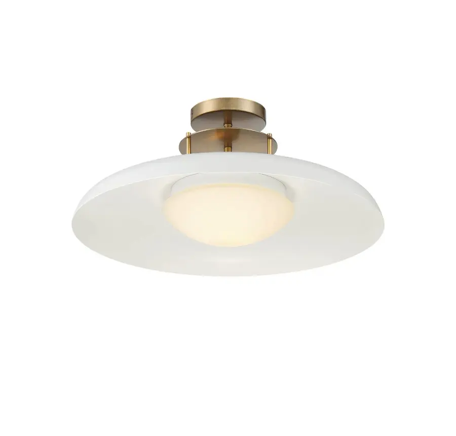 Gavin 1-Light Ceiling Light in White with Warm Brass Accents - Image 4