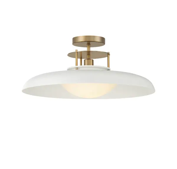 Gavin 1-Light Ceiling Light in White with Warm Brass Accents - Image 5