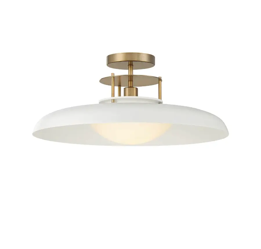 Gavin 1-Light Ceiling Light in White with Warm Brass Accents - Image 5