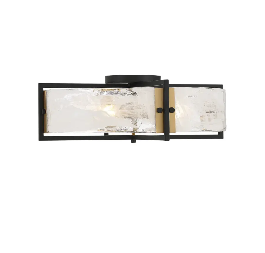 Hayward 4-Light Semi-Flush Mount in Matte Black with Warm Brass - Image 1