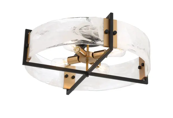 Hayward 4-Light Ceiling Light in Matte Black with Warm Brass Accents - Image 4