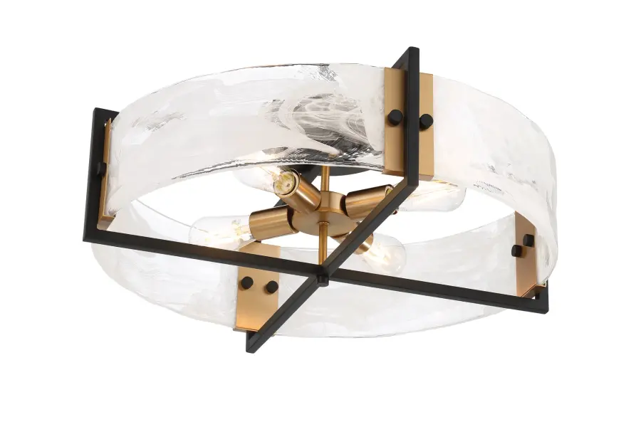 Hayward 4-Light Ceiling Light in Matte Black with Warm Brass Accents - Image 4