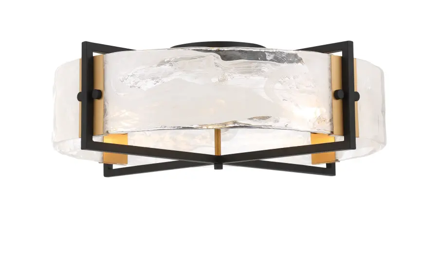 Hayward 4-Light Ceiling Light in Matte Black with Warm Brass Accents - Image 5