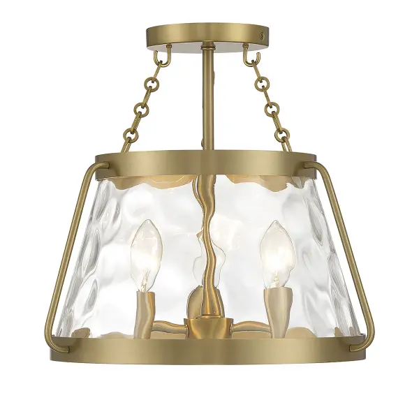 Crawford Three Light Semi-Flush Mount in Warm Brass - Image 1