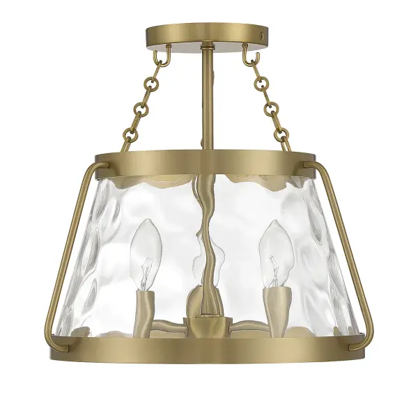 Crawford Three Light Semi-Flush Mount in Warm Brass - Image 2