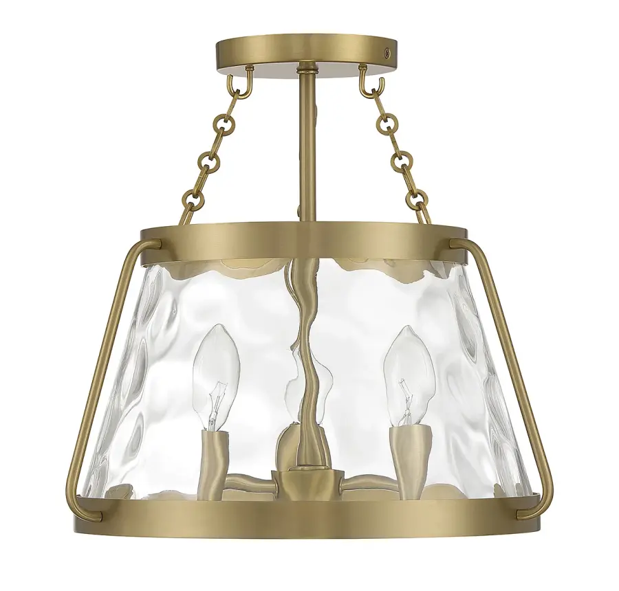 Crawford Three Light Semi-Flush Mount in Warm Brass - Image 2