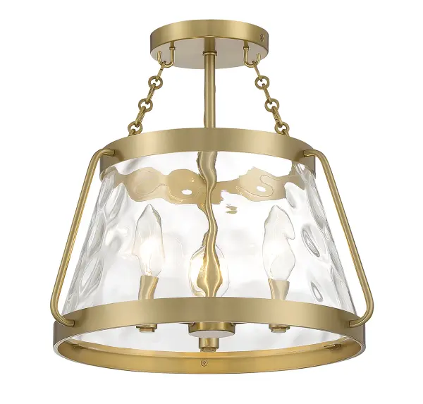 Crawford Three Light Semi-Flush Mount in Warm Brass - Image 3