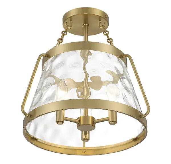 Crawford Three Light Semi-Flush Mount in Warm Brass - Image 4