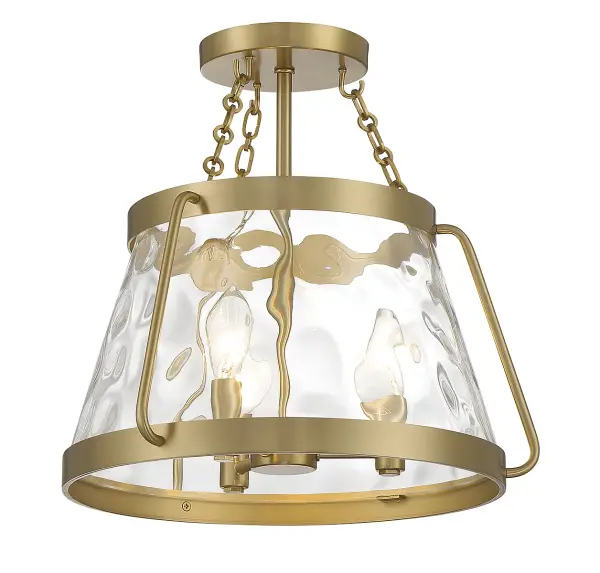 Crawford Three Light Semi-Flush Mount in Warm Brass - Image 5