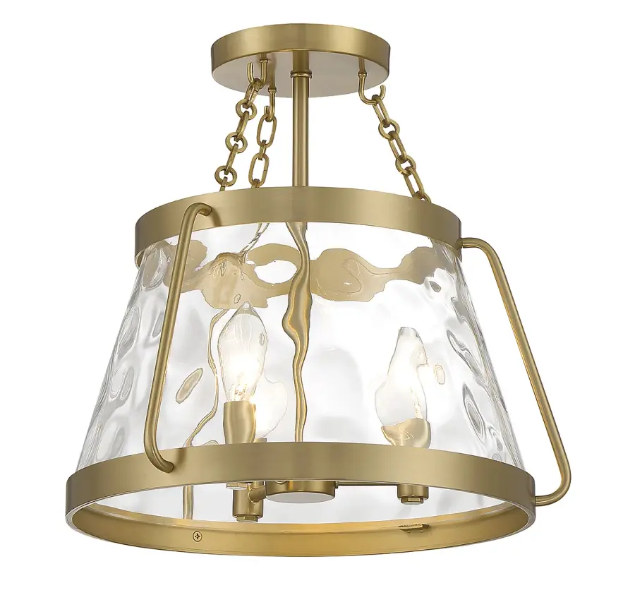 Crawford Three Light Semi-Flush Mount in Warm Brass - Image 5