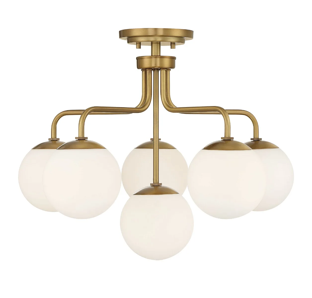 Marco Six Light Semi-Flush Mount in Warm Brass